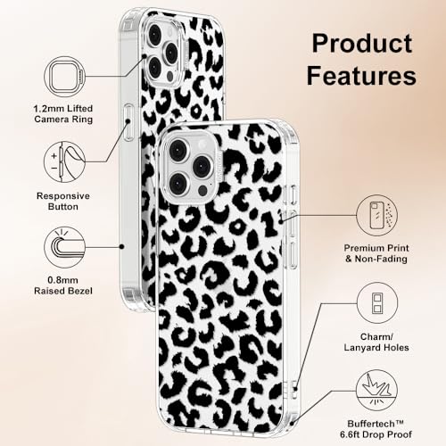 MOSNOVO Case for iPhone 12 & iPhone 12 Pro, [Buffertech 6.6ft Military-Grade Drop Protection] [Anti Peel Off Tech] Clear TPU Bumper Phone Case Cover Design - Black Leopard Print - color: Clear - Black Leopard Print, size: iPhone 12 / iPhone 12 Pro