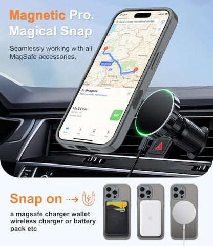 Magnetic Case for iPhone 16 Pro Case with Screen Protector+Wrist Strap | Compatible with MagSafe,Full Camera Protection,Slim Translucent Matte Phone Cover,Grey - color: Grey
