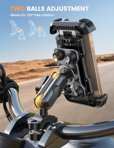 Lamicall Motorcycle Phone Mount Holder with Metal Extension Arm