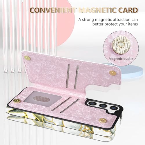 NNH Compatible with Samsung Galaxy S23 Plus Wallet Case with RFID Blocking Card Slots Folio Flip PU Leather Kickstand Double Magnetic Clasp Design Cover for Galaxy S23+(6.6 inch-Magnolia Flowers) - color: Magnolia Flowers, size: Galaxy S23 Plus 6.6 inch