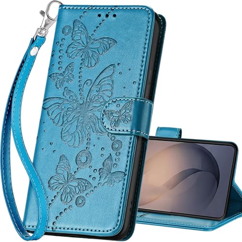 for Samsung Galaxy S26 5G Wallet case, Blue-Butterfly | 3 Card Holders, Kickstand, Shockproof TPU Shell, PU Leather, Magnetic Closure, Protective Flip Folio Cover, Women - color: 8