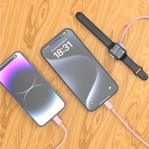 QZIIW 20W Apple Watch Charger,Apple Watch Magnetic Fast Charger USB C Cable - color: Pink