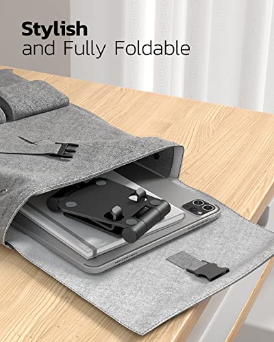 Nulaxy 2 Pack Aluminum Dual Folding Cell Phone Stand for Desk, Black&Silver - color: A-Black & Silver