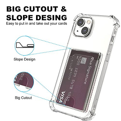 for iPhone 14 Plus Clear Card Case, Protective Shockproof TPU Slim Wallet Phone Case with Card Holder - size: iPhone 14 Plus