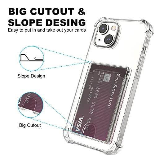 for iPhone 14, iPhone 13 Clear Card Case, Protective Shockproof TPU Slim Wallet Phone Case with Card Holder - size: iPhone 14 / 13