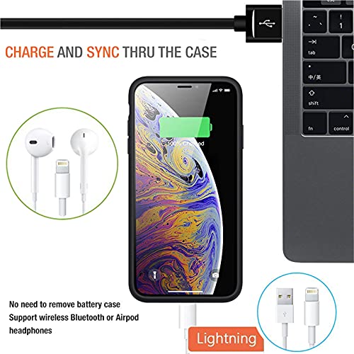 Battery Case for iPhone Xs Max, 10000mAh Slim Portable Protective Charging Case Compatible with XS Max (6.5 inch) with Carplay Extended Rechargeable Extended Battery Pack Charger Case (Black)