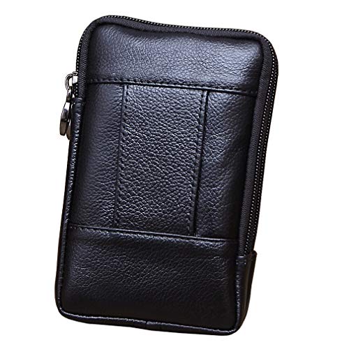 Leather Waist Pack Phone Belt Bag for Men Loop Holster Wallet Cellphone Case Pouch Pack Clip Money Purse - color: #05black
