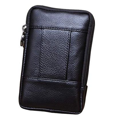 Leather Waist Pack Phone Belt Bag for Men Loop Holster Wallet Cellphone Case Pouch Pack Clip Money Purse - color: #05black