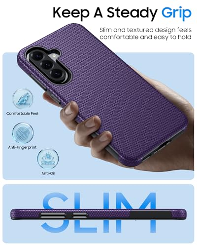 for Galaxy A37 5G Phone Case, Galaxy A36 5G Phone Case, Anti-Slip Textured, 14FT Mili-Grade Drop Protection Tested Samsung A37 5G Case, TPU+PC Dual Layer Shockproof Cover for A56 (Purple) - color: Purple