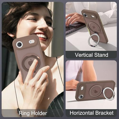 Compatible with iPhone 17 Air Case with Magnetic Ring Stand [Compatible with Mag-Safe] [Built-in Screen Protector] Military-Grade Drop Protection Matte Translucent Phone Case, Desert Brown - color: Desert Brown, size: Iphone 17 Air