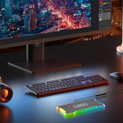 Wireless Charger Car Fast Charging pad, POLMXS Wireless Phone Charger Cell Phone RGB Light up Cordless Charging mat Compatible with iPhone 11/12/12/14/15 Galaxy S21/S22/S23/24 Airpod (C15 PAD)