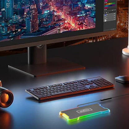 Wireless Charger Car Fast Charging pad, POLMXS Wireless Phone Charger Cell Phone RGB Light up Cordless Charging mat Compatible with iPhone 11/12/12/14/15 Galaxy S21/S22/S23/24 Airpod (C15 PAD)