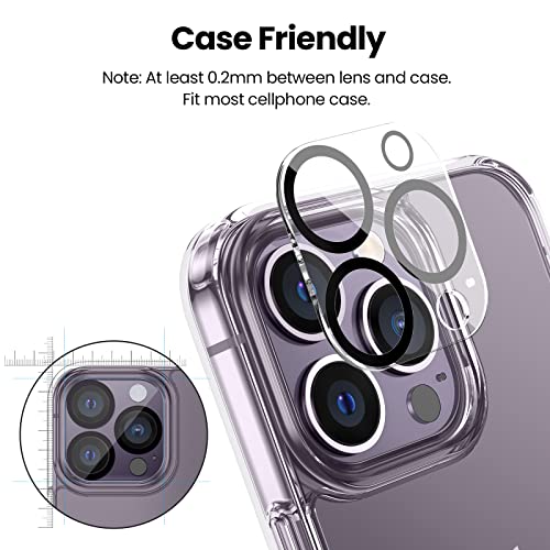 Tensea [3Pcs] for iPhone 14 Pro / 14 Pro Max Camera Screen Protector, Tempered Glass Film Camera Cover Lens Protector, Full Edge to Edge, HD Clear, Case Friendly for iPhone 14Pro 6.1"/ 14 ProMax 6.7" - size: for iPhone 14 Pro/14 Pro Max