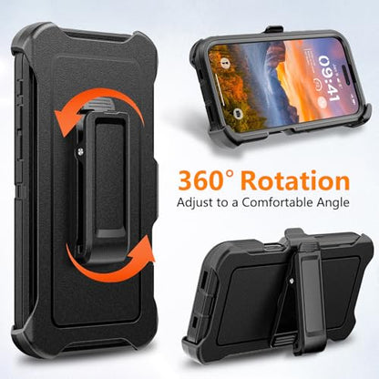 TUTUKII Magnetic for iPhone 16 Pro Max Case with Belt Clip Holster (Black) | MagSafe Compatible, Heavy-Duty Military-Grade Drop Protection, 3-Layer Rugged Shockproof Protective Cover 6.9-Inch - size: iPhone 16 Pro Max 6.9"
