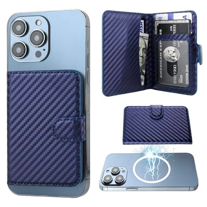 Bocasal for MagSafe Card Wallet for iPhone, Carbon Fiber Blue - color: Carbon Fiber Blue