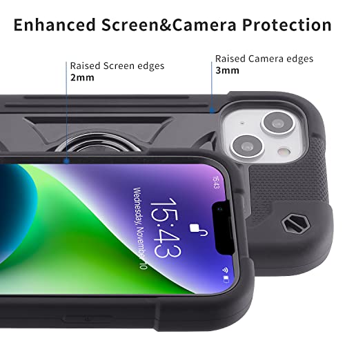 MARKILL Compatible with iPhone 14 Plus Case 6.7 Inch with 360 Degree Rotate Ring Stand, Military Grade Drop Protection Full Body Rugged Heavy Duty Protective Cover for iPhone 14 Plus Black - color: Black, size: iPhone 14 Plus 6.7"