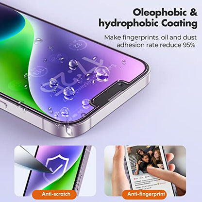 UNBREAKcable 3-Pack Screen Protector for iPhone 14 Tempered Glass | Shatterproof, Easy Install, 9H Hardness, 99.99% HD Clear, Bubble-Free, Anti-Fingerprint, Scratch Resistant, Case Friendly - size: iPhone 14
