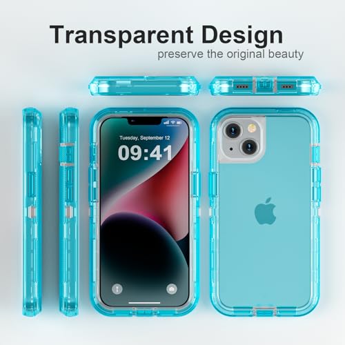 Follaroma for iPhone 13 Case, Heavy Duty Shockproof Protection Phone Cases, Anti-Drop, Dual Layer Transparent Protective Cover Compatible with iPhone 13, 6.1 inch, Crystal Blue - color: Blue, size: iPhone 13 6.1’