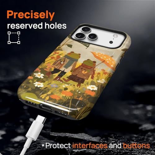 Magnetic for iPhone 17 Pro Max Case,[Compatible with Magsafe] Dual Layer Protective Heavy Duty Shockproof Rugged Drop Protection Bumper Hybrid Case - Rain Frog and Toad - color: Rain Frog and Toad, size: iPhone 17 Pro Max