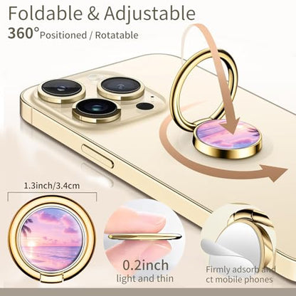 Cell Phone Ring Holder, Cute Phone Ring Grip Stand, 360°Rotation Funny Metal Kickstand Finger Grip Beautiful Beach Tree - color: Beautiful Beach Tree