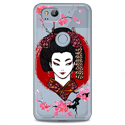 TPU Case Compatible for Google Pixel 9 8 Pro 7a 6a 5a XL 4a 5G 2 XL 3 XL 3a Japan Beauty Soft Sacura Cute Design Print Flexible Silicone Slim fit Flowers East Geisha Makeup Clear Blossom - color: Japan Beauty