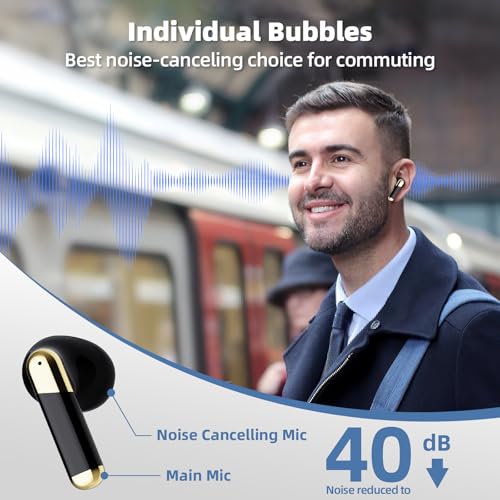 Promise Wireless Earbuds with TikTok Remote Control, Bluetooth 5.3 Earphones with 40Hrs Playtime, ENC Clear Call Mic (Not ANC)13mm Deep Bass, Smart Headphones for iPhone Laptop Computer Sports(black) - color: Black