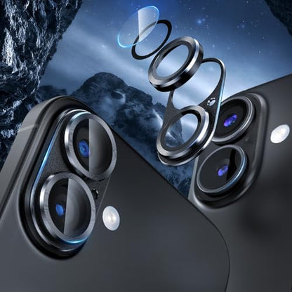 [2 Pack Camera Lens Protector for iPhone 17,9H Tempered Glass,Aviation Aluminum Plate Cover,Night Circle,No Bubble,HD Clarity,Case Friendly,Easy Installation-Black - size: for iPhone 17