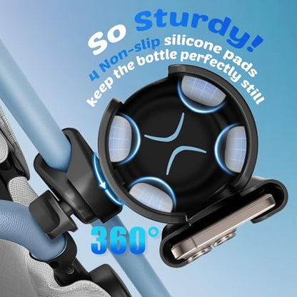 2 Pack Cup Holder for Walker: Stroller Cup Holder with Phone Holder Black - color: Black-2
