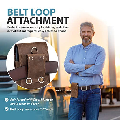 Genuine Leather Phone Holster for Men, Belt Pouch Cell Phone Holder Belt Clip Holster Case Fit for iPhone 17 Pro Max 16 Pro Max 15 Pro Max 14 Pro Max Samsung Galaxy S25 Ultra S24 Ultra (Brown) - color: Retro Brown