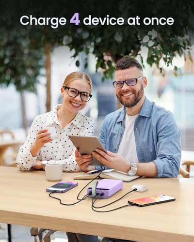 Power Bank, 50000mAh 22.5W with USB-C Fast Charging Portable Charger - color: Purple