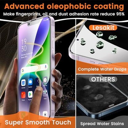 Lesakit 3+3 Pack Privacy Screen Protector for iPhone 14 Plus 6.7-Inch with 3 Pack Camera Lens Protector, Anti Spy Tempered Glass Film 9H Hardness Bubble Free Case Friendly - size: iPhone 14 Plus