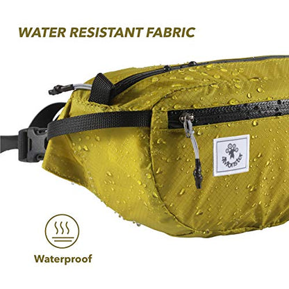 4Monster Hiking Waist Packs Portable,Water Resistant Fanny Bag with Adjustable Strap,Lightweight Crossbody Chest Bag Slim Bag - color: Yellow Green