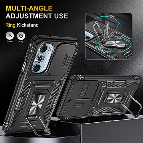 Moto Edge Plus 2022 Case with Screen Protector Slide Camera Cover, Black - color: ZS Black, size: Moto Edge Plus (2022)