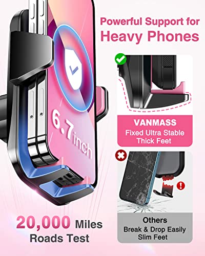 VANMASS【85+LBS Strongest Suction & Military-Grade Ultimate Car Phone Mount - color: Light Pink