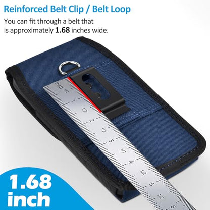 Cell Phone Holster with Card Holder Pouch Belt Clip Men for iPhone 17 16 15 14 13 12 11 Pro 16e Samsung Galaxy S25 S24 S23 S22 S21, M-Blue - color: Blue, size: M