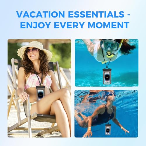 Wokyo 2Pack Dual Pocket Waterproof Phone Pouch, IPX8 Submersible Cellphone Dry Bag Holder Secure Seal System Full Water Dust Protection Phone Protector for Snorkeling Kayaking Pool Vacation Trips - color: Green + Green