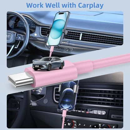 LDHTY CarPlay Charging Cable, USB A to USB C Cable, 2-Pack 3FT, Pink - color: Pink, size: 3ft+3ft