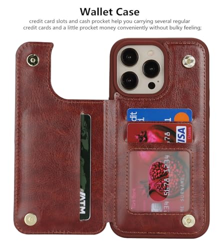 iCoverCase Compatible with iPhone 13 Pro Max Phone Case with Card Holder, Wallet Case for Women Men RFID Blocking PU Leather Protective Case 6.7 Inch (Dark Brown) - color: Dark Brown