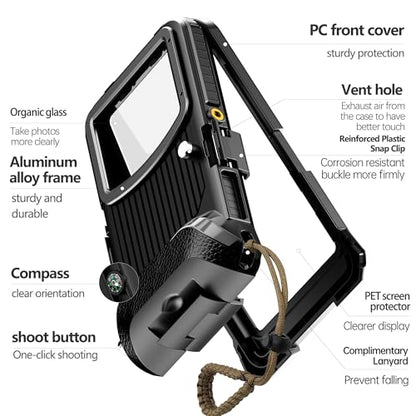 UECHCASES Universal Diving Phone Case for 5.4"-6.9", 15m/50ft Professional Underwater Housing with Vacuum Valve, Physical Shutter, 1/4" Tripod Mount (Black, for Android Right-Side Button) - color: Black