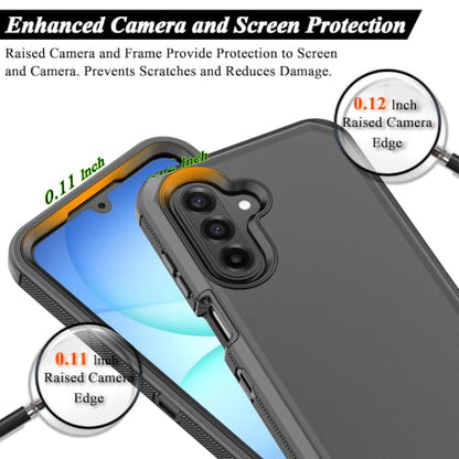 Rugged Phone Case for Samsung Galaxy A18/A17 Black | Belt Clip Holster & Kickstand Heavy Duty Shockproof Protective Full Body Case (Black) - color: Black