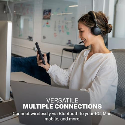 JLab, Go Work Gen 3, Wireless Headset, Boom Microphone, Noise Cancelling Mic, USB-C Dongle, Bluetooth Multipoint, Black
