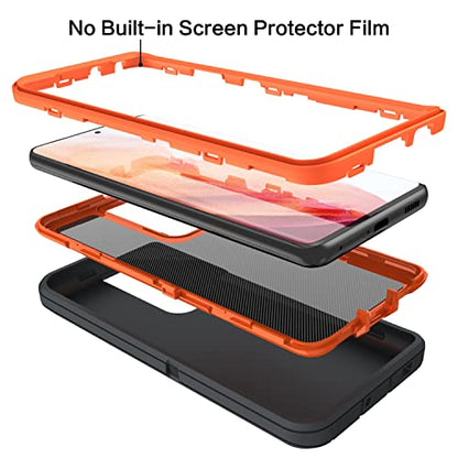 MXX Case Compatible with Galaxy S21 Ultra Case, 3-Layer Super Full Heavy Duty Body Bumper Cover/Shock Protection/Dust Proof, Designed for Samsung Galaxy S21 Ultra 5G 6.8 Inch 2021 (Orange/Gray) - color: Orange/Gray