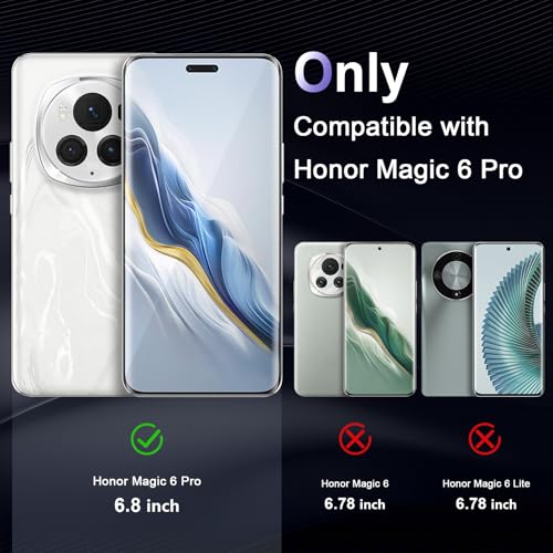 Case for Honor Magic 6 Pro 5G, Military Grade Drop Protection Phone Case, Yellowing Resistant, Anti-Scratch Hard PC Back, Shockproof Hard Ultra-Thin Protective Cover, Clear - size: Honor Magic 6 Pro