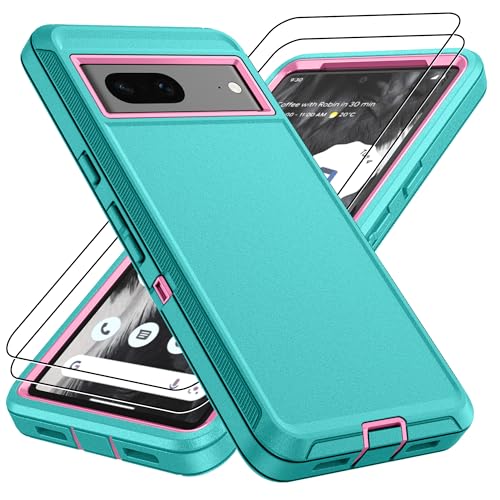 Pilaru for Google Pixel 7 Case, for Pixel 7 with 2Pcs HD Screen Protector,[Military Grade Drop Tested] 3-Layer Shockproof Protective Phone Case for Pixel 7 -Aqua Blue - color: Aqua Blue, size: Google Pixel 7