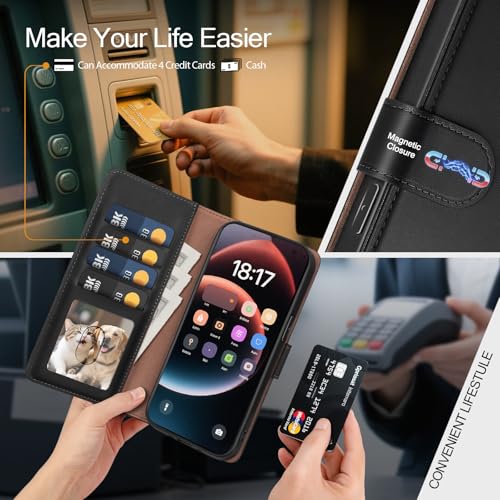 Compatible with Samsung Galaxy S26 Case Wallet with Card Holder [4 Card Slot] Women Men,RFID Blocking PU Leather Phone Case Flip Shockproof Protector Cover Credit Card Slot Kickstand,Black - color: Black, size: Samsung Galaxy S26 - 6.3"