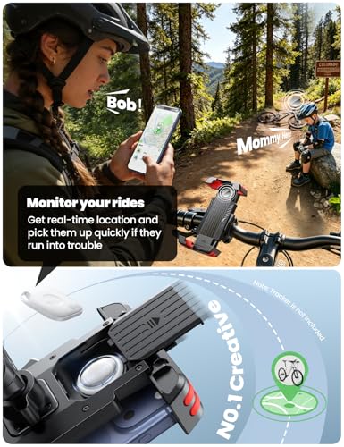 JOYROOM Bike Phone Holder with Tracker Storage, Ebike Bicycle Phone Mount - color: Red