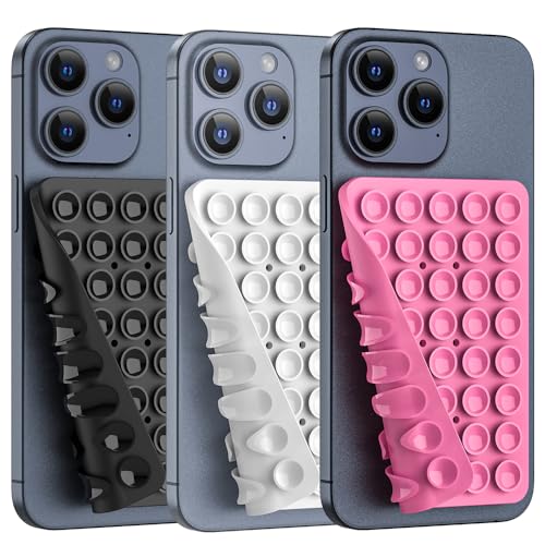 Double Sided Silicone Suction Phone Holder Mount, Silicon Accessory for iPhone and Android, Hands-Free Mirror Shower Phone Holder, TikTok Videos and Selfies (Combo C) - color: Combo C