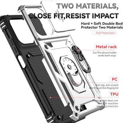 for Motorola Moto G 2025 / Moto G 2026 / Moto G Play 2026 Case, with Slide Camera Cover HD Screen Protector Ring Holder Kickstand Military Grade Protection Drop Tested Protective Phone Case (Silver) - color: Silver with camera cover Military-Grade 2nd gen