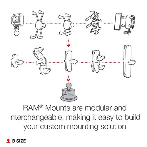 RAM MOUNTS Twist-Lock Suction Cup Base with B Size 1" Ball, Windshield & Dash Mount Base for RAM Device Holders RAP-B-224-1U (Pack of 4) - size: B Size 1" Ball (Pack of 4)