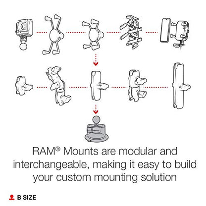 RAM MOUNTS Twist-Lock Suction Cup Base with B Size 1" Ball, Windshield & Dash Mount Base for RAM Device Holders RAP-B-224-1U (Pack of 4) - size: B Size 1" Ball (Pack of 4)